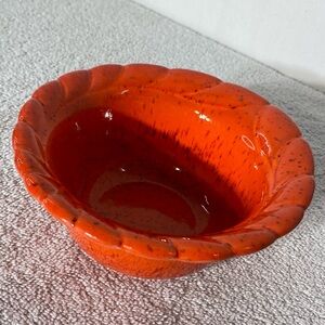 Vintage MCM California Pottery Bright Speckled Orange Ceramic Decorative Bowl